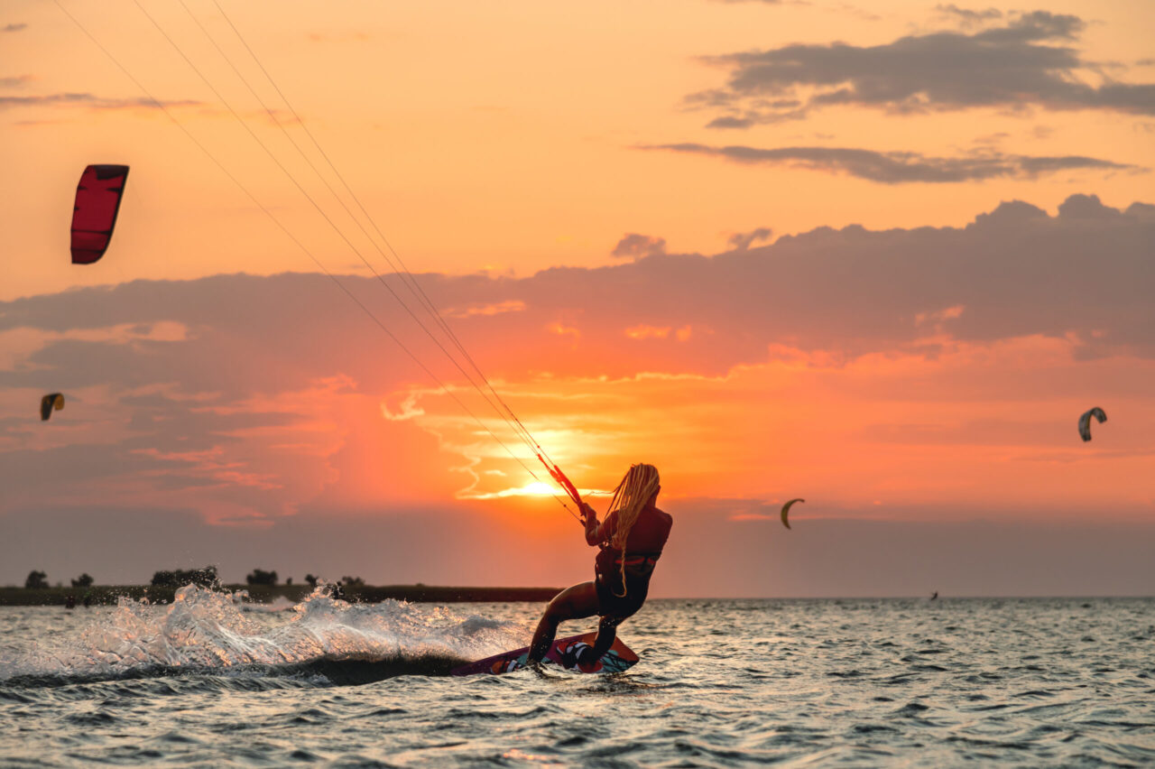 Girl Kitesurfing Sundown by InsiderFuerteventura