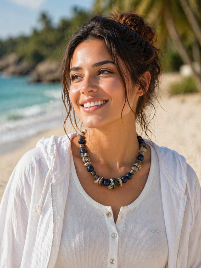 1STone-Fuerteventura-Model-on-beach-necklace-080
