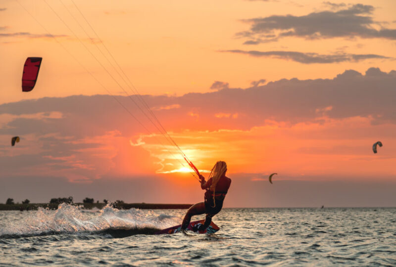 Girl Kitesurfing Sundown by InsiderFuerteventura