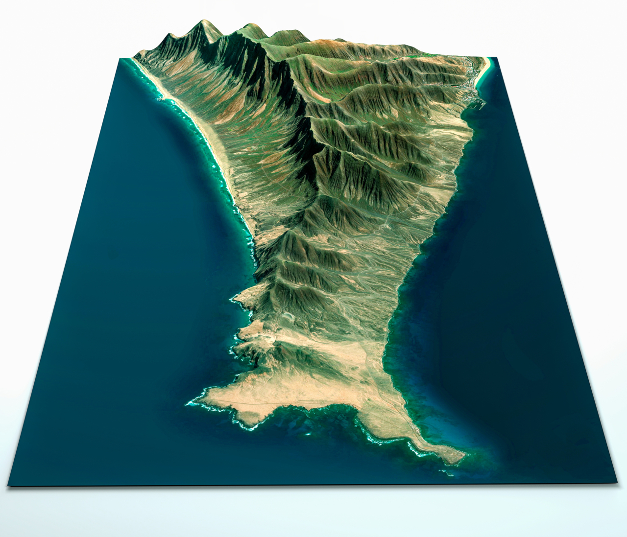 Topographische Satellitenaufnahme der Südspitze Fuerteventuras